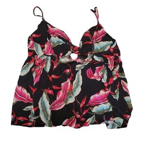 Volcom tropical floral spaghetti strap tank top size med